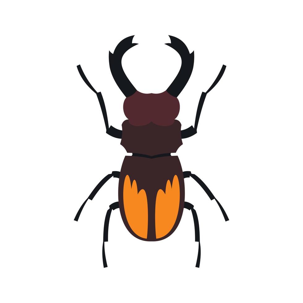 Stag beetle icon, flat style vector