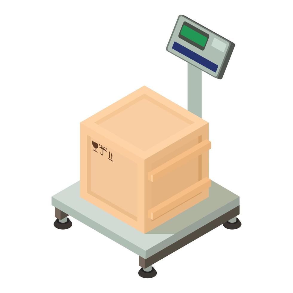 Box on scales icon, isometric style vector