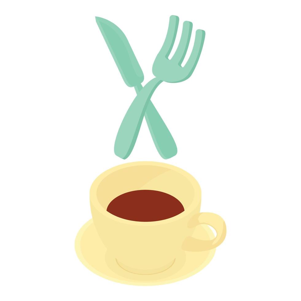 Food service icon isometric vector. Cup of coffee crossed fork and knife icon vector