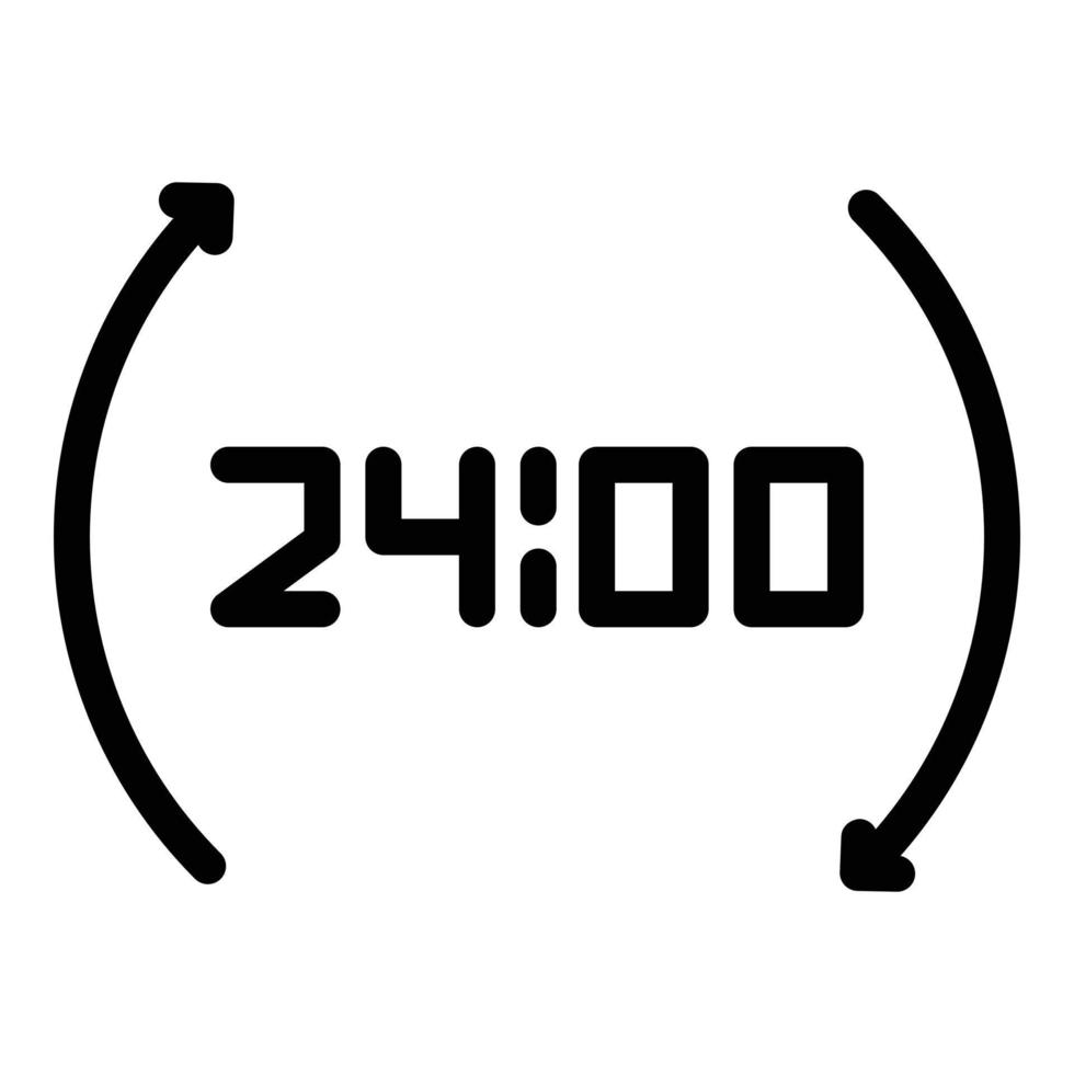 24 hour duration icon outline vector. Deadline date vector