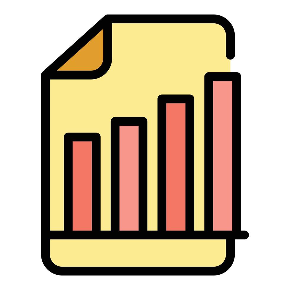 Paper graph chart icon color outline vector