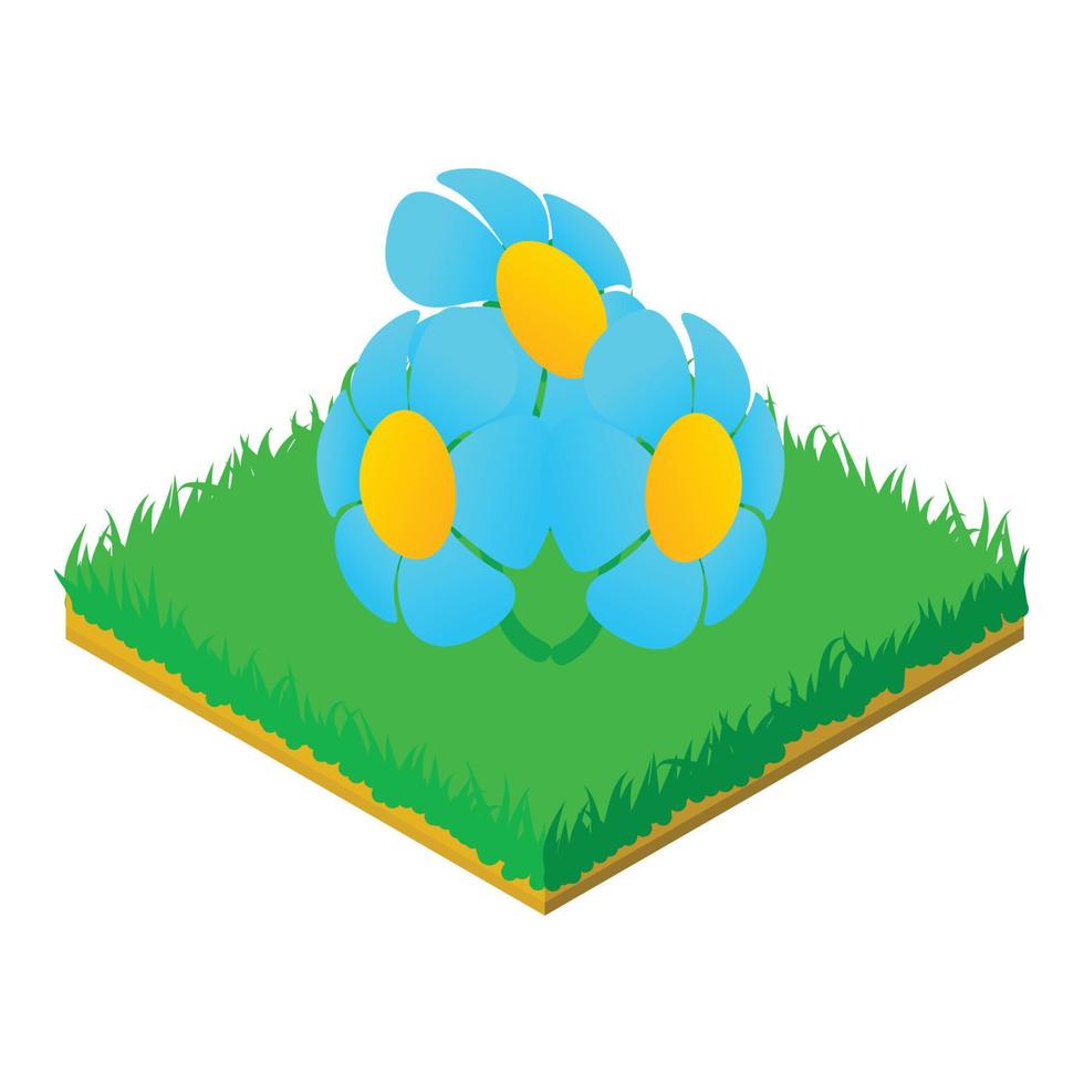 Summer meadow icon isometric vector. Beautiful bright chamomile flower on grass vector