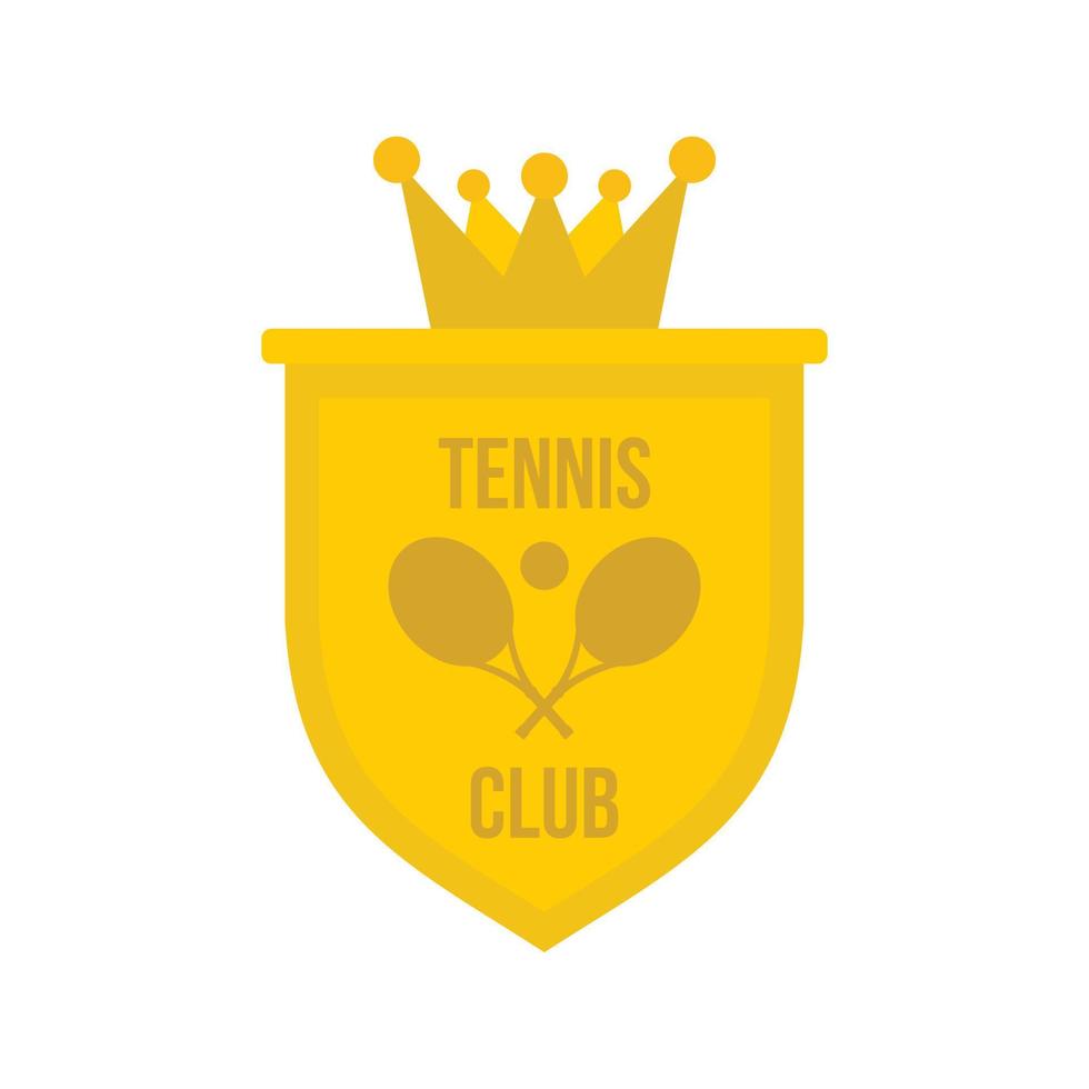 escudo de armas del icono del club de tenis, estilo plano vector