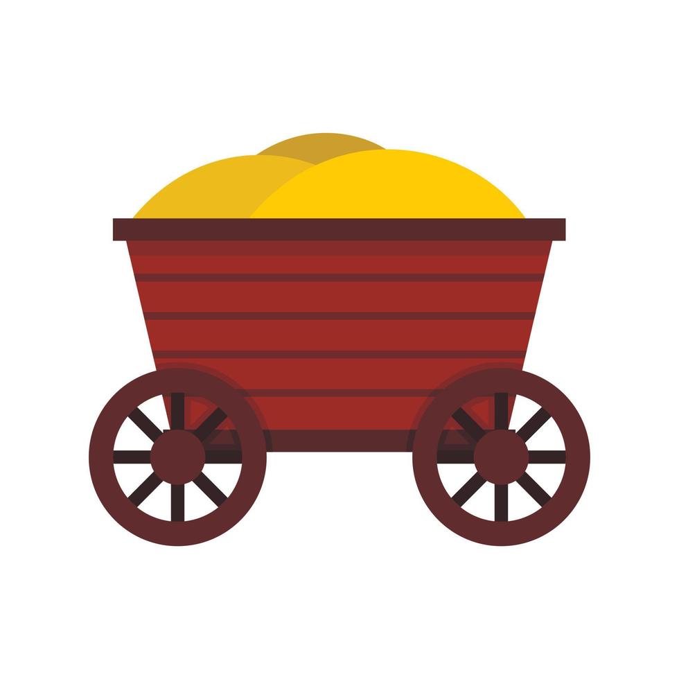 Vintage wooden cart icon, flat style vector