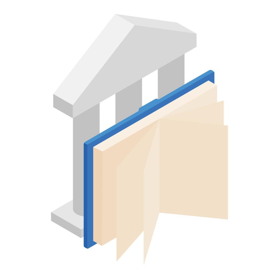 Higher education icon isometric vector. Colonnade and open book in hardcover vector