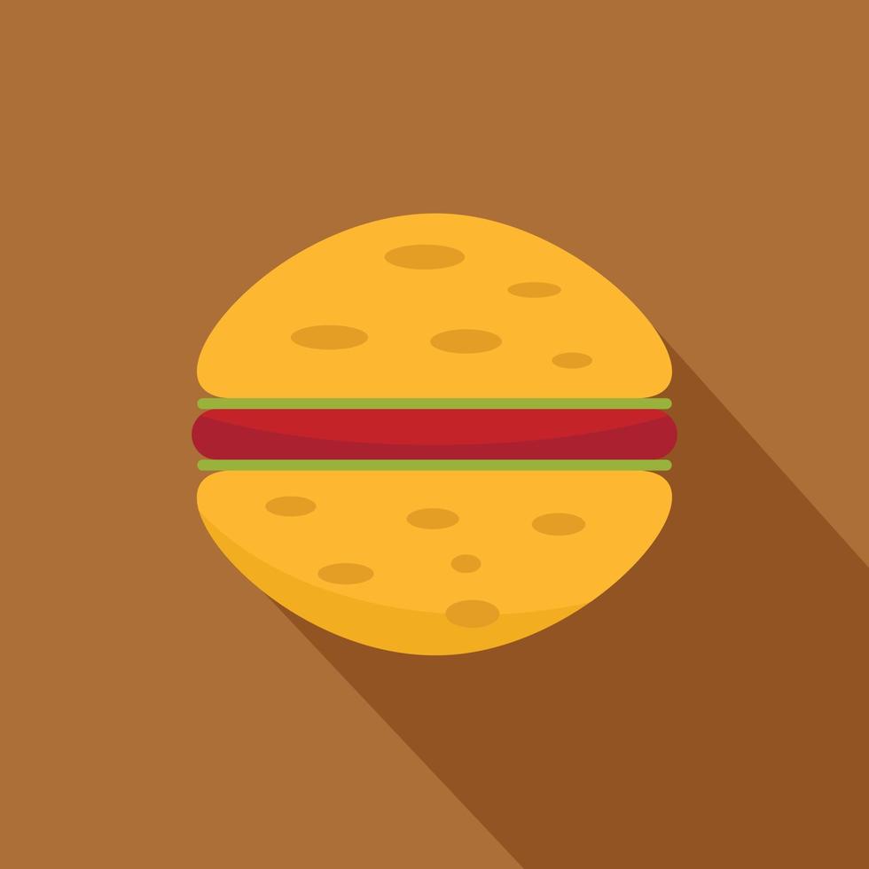 Sándwich con icono de empanada de carne, estilo plano vector
