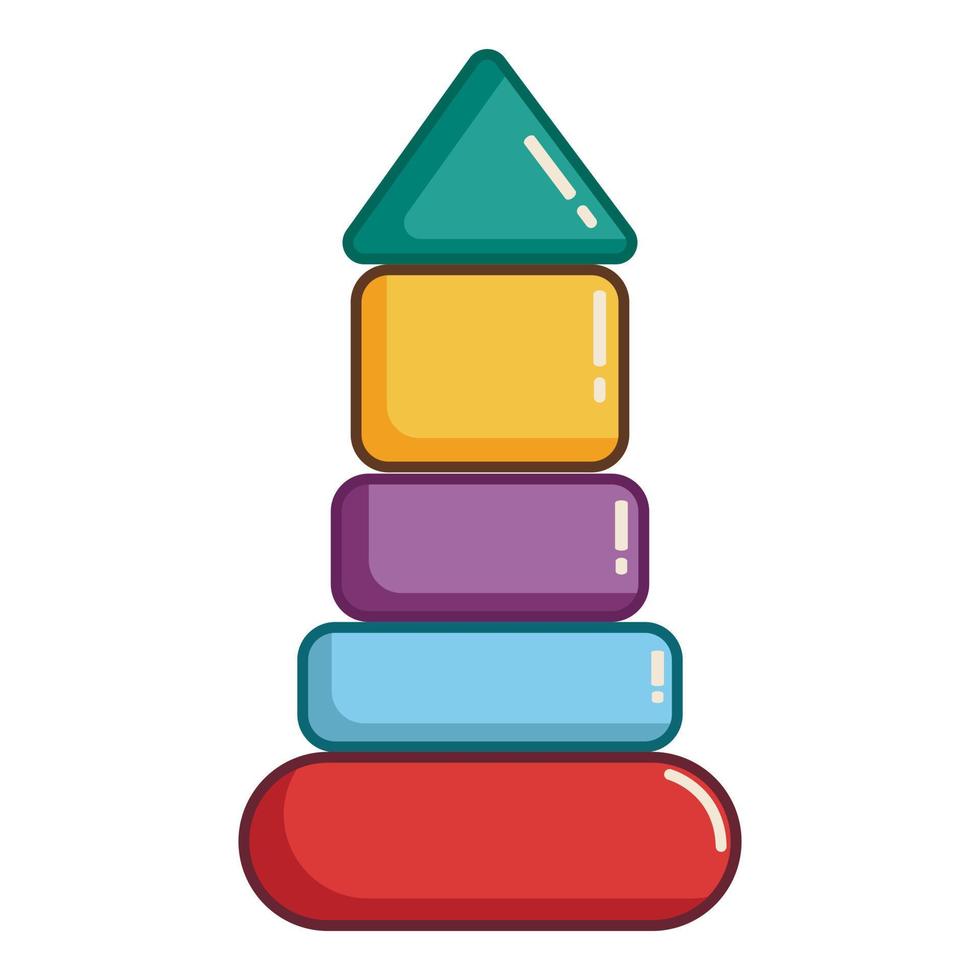 Colorful pyramid toy icon, cartoon style vector