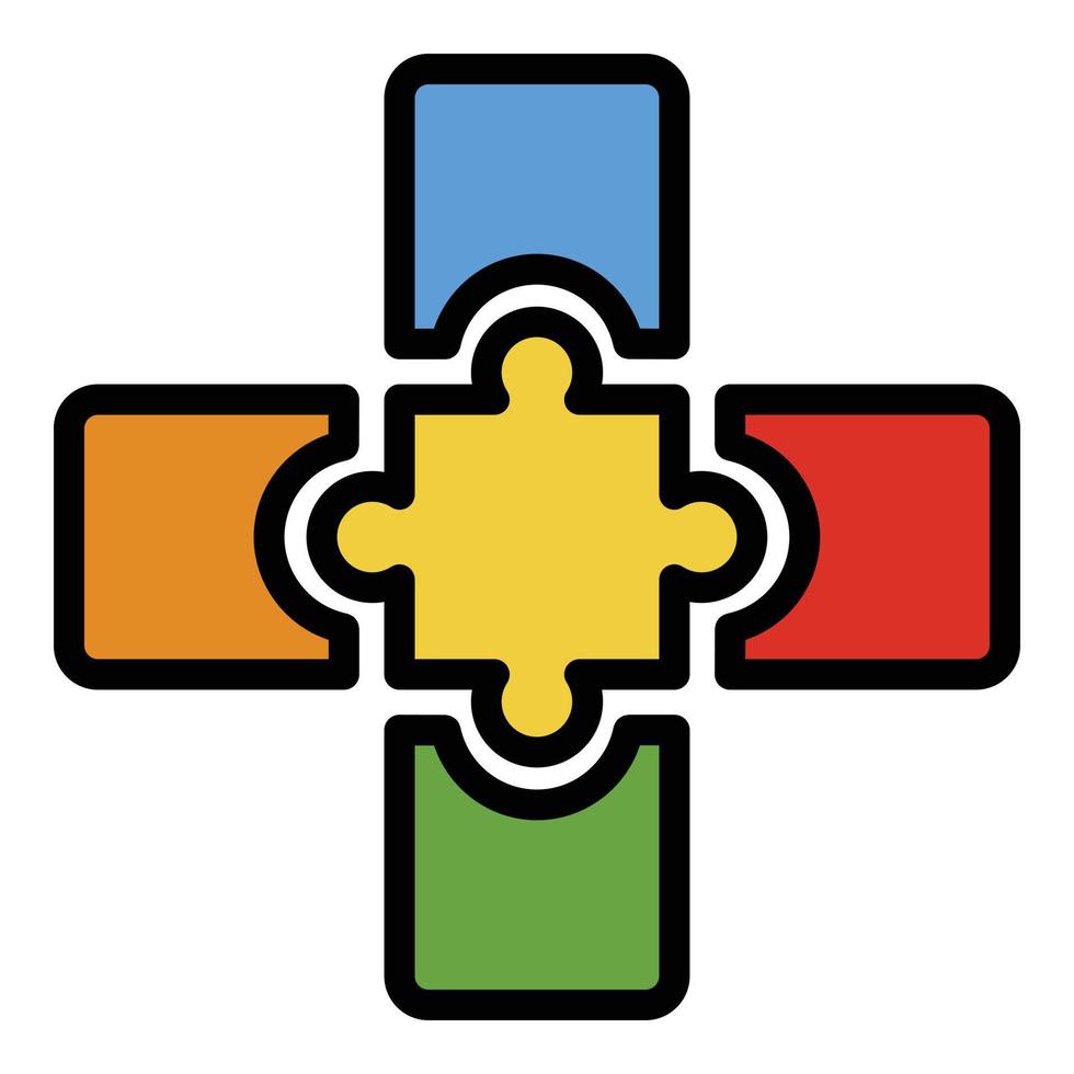 Jigsaw combination icon color outline vector