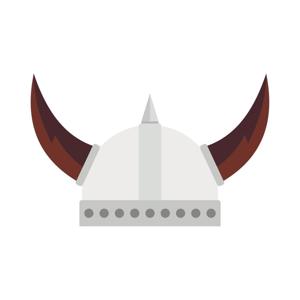 icono de casco vikingo, estilo plano vector