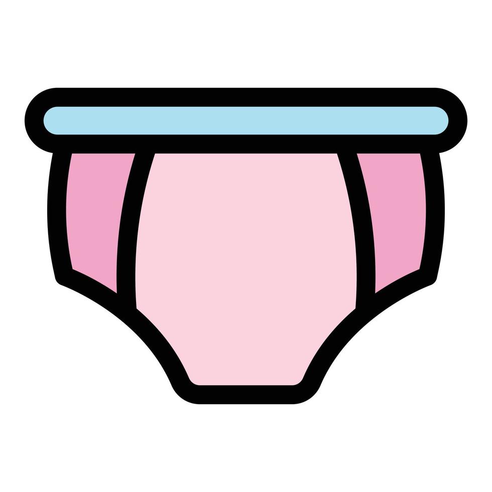 Baby diaper icon color outline vector