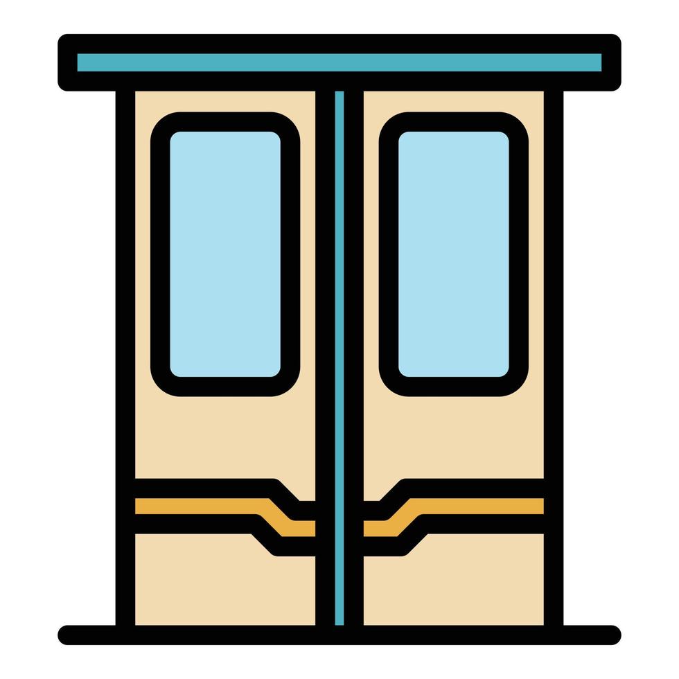 Train doors icon color outline vector