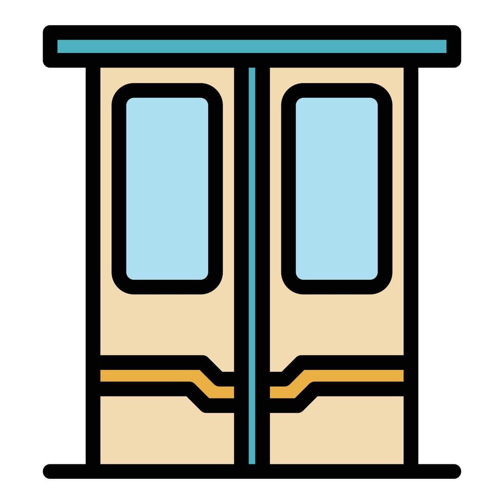 vector de contorno de color de icono de puertas de tren