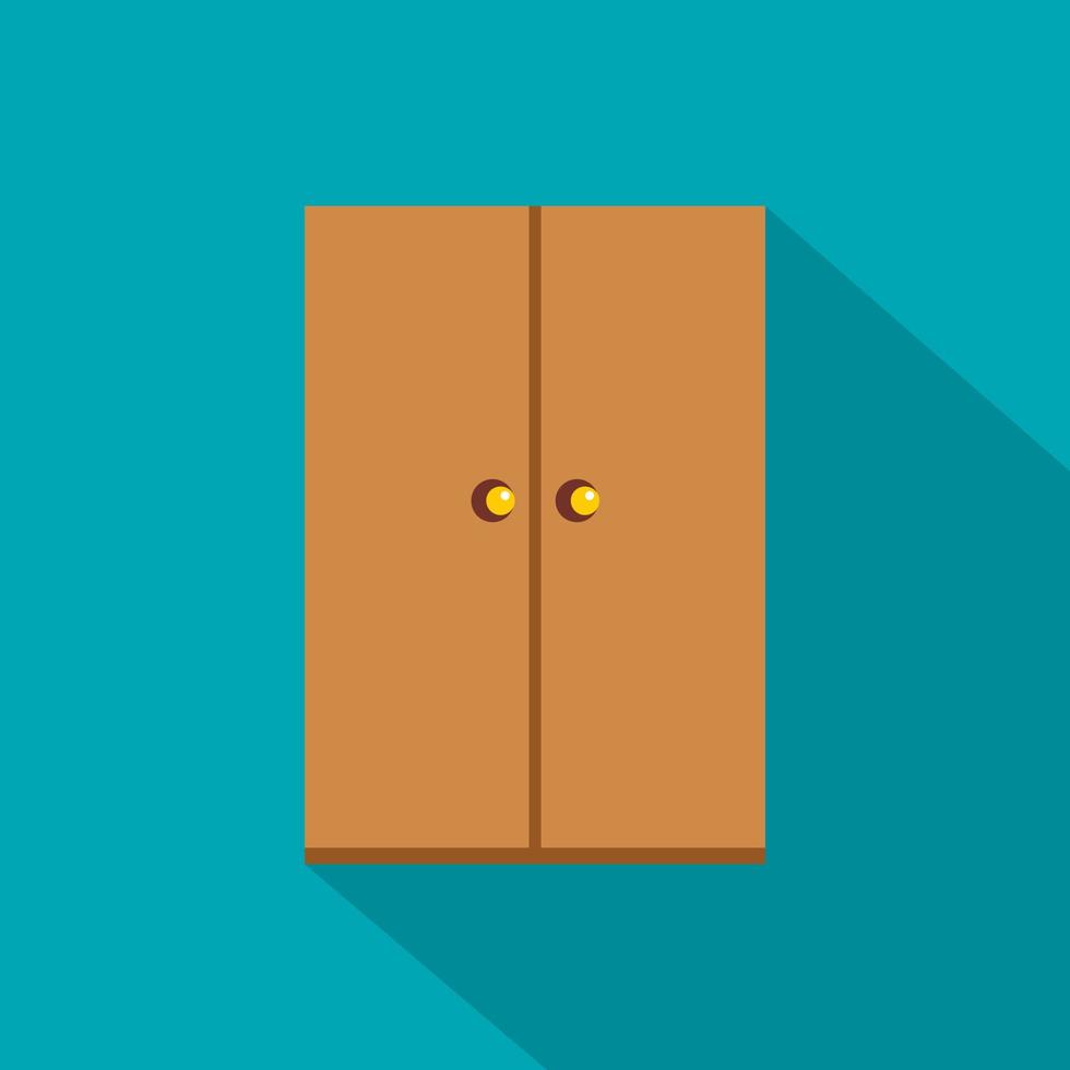 Wooden wardrobe icon, flat style vector