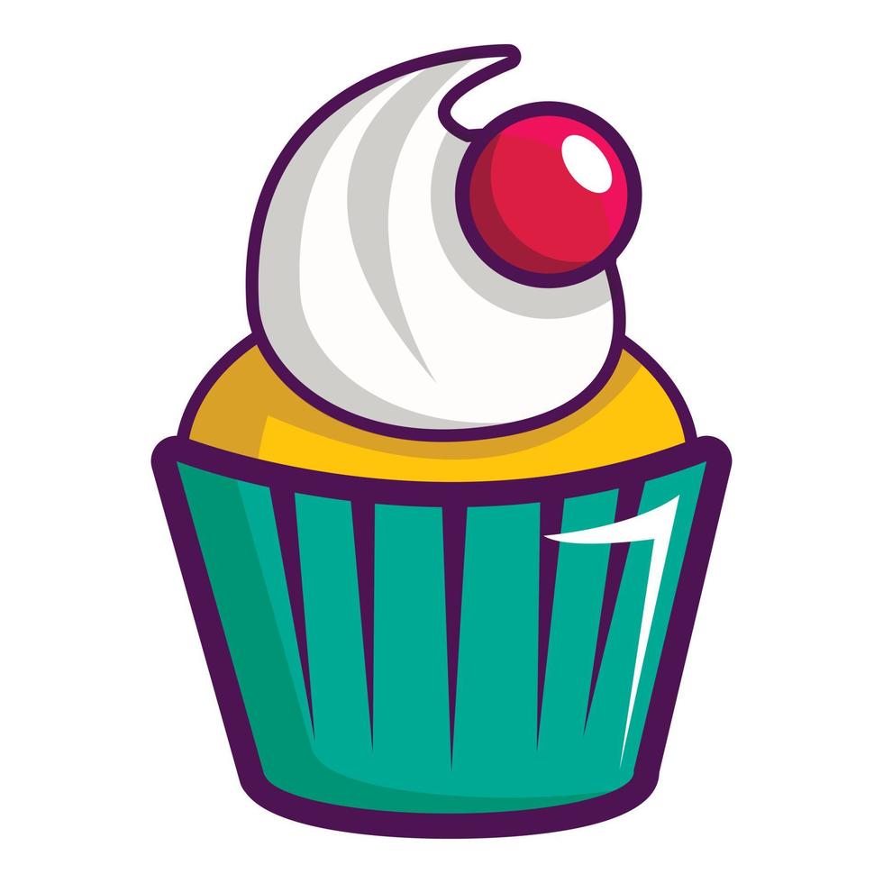 Cupcake icon, cartoon style vector
