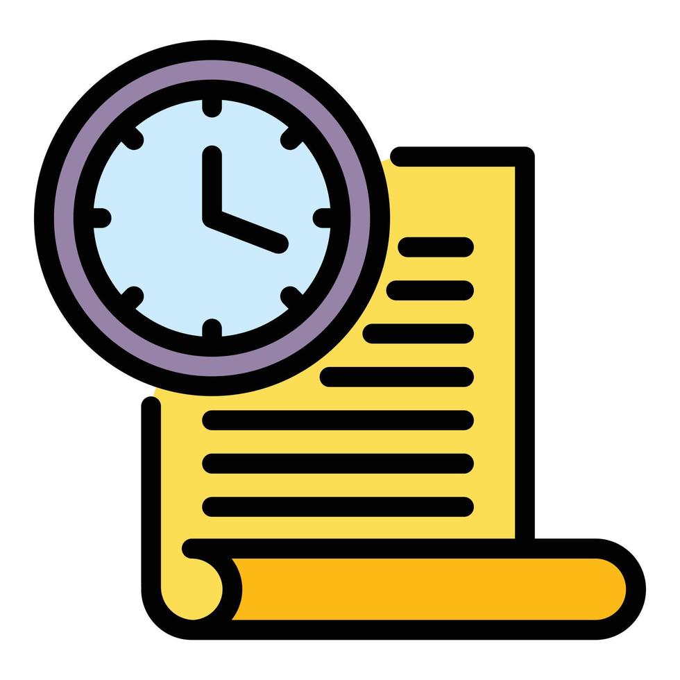 Time student paper icon color outline vector