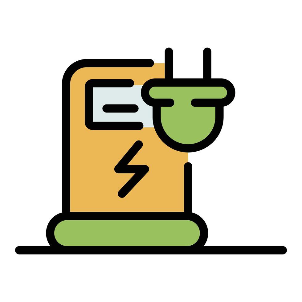 Electrical refueling station icon color outline vector