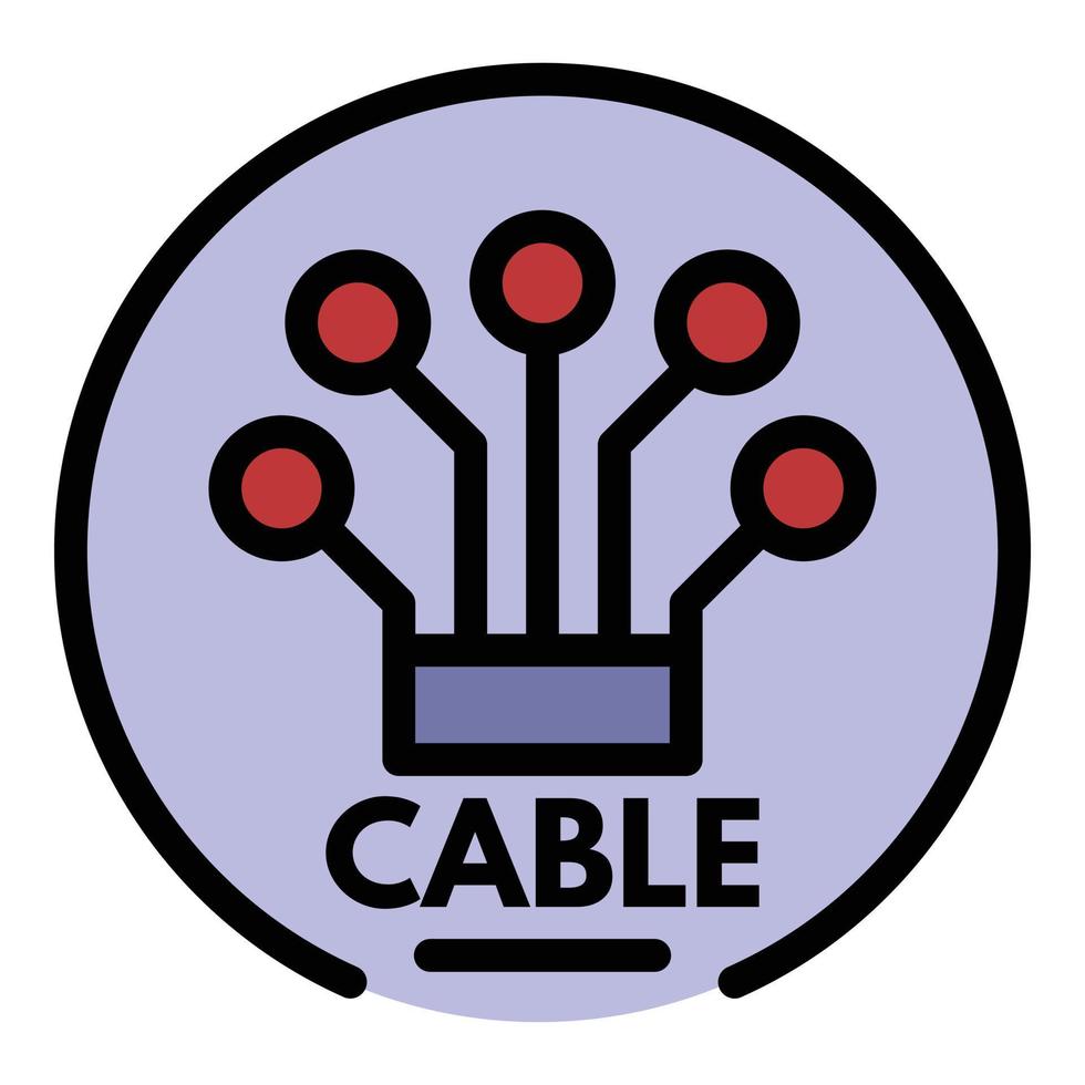 Logo cable icon color outline vector