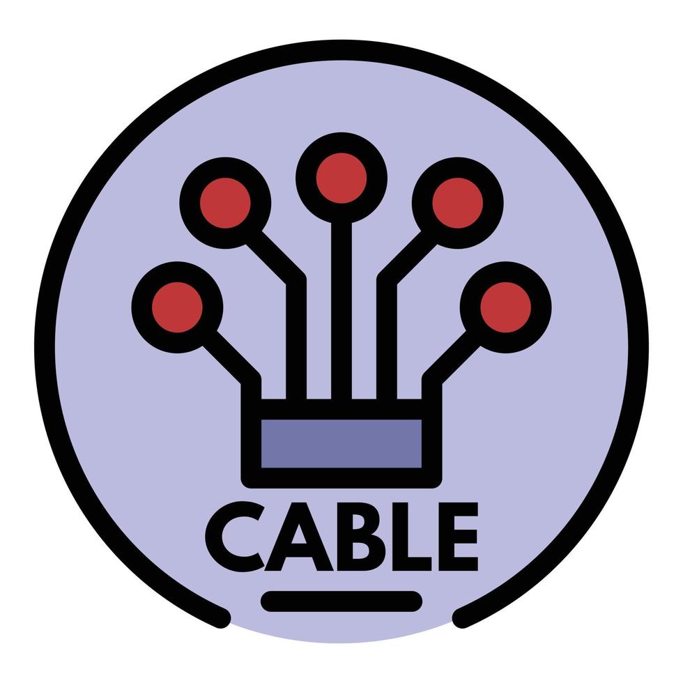 vector de contorno de color de icono de cable de logotipo