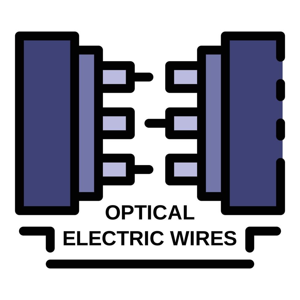 vector de contorno de color de icono de cables eléctricos ópticos