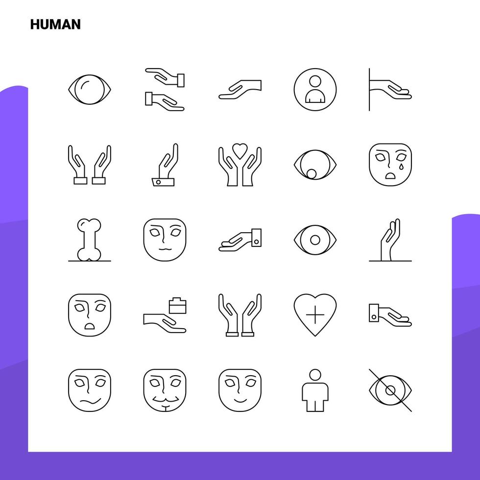 conjunto de iconos de línea humana conjunto 25 iconos diseño de estilo minimalista vectorial conjunto de iconos negros paquete de pictogramas lineales vector