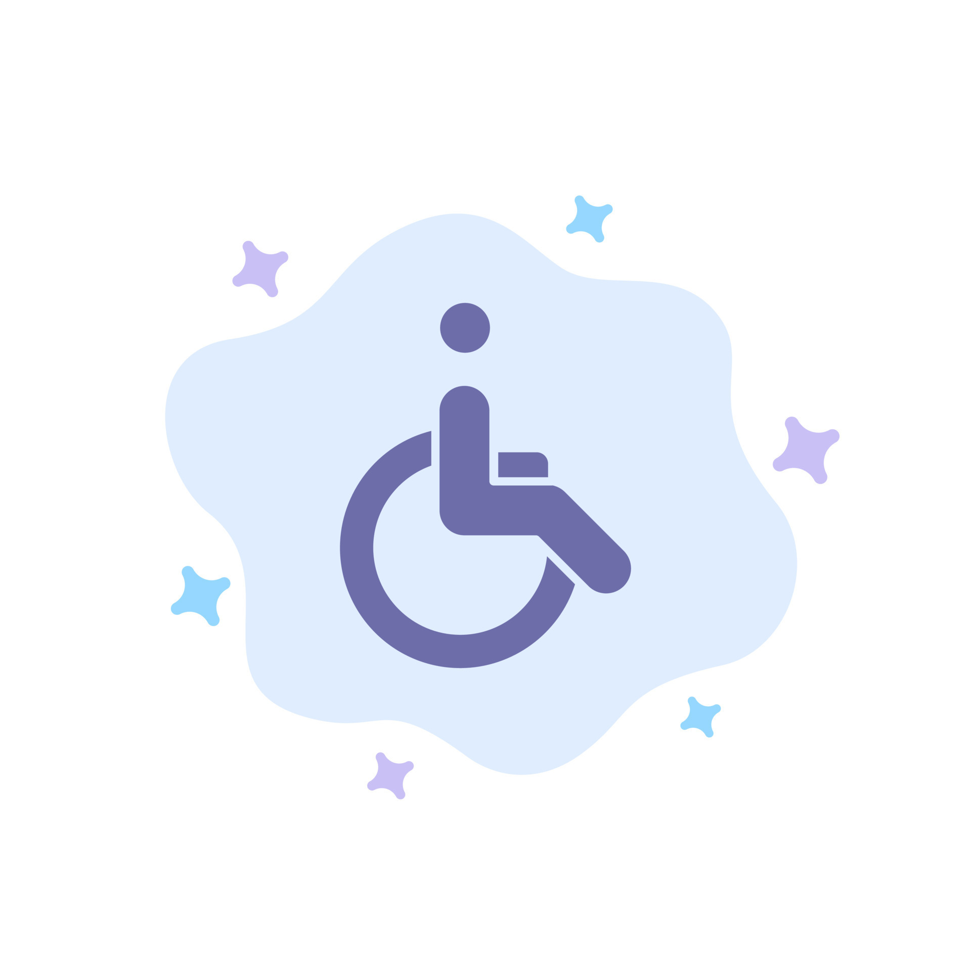 Wheelchair Bicycle Movement Walk Blue Icon on Abstract Cloud Background