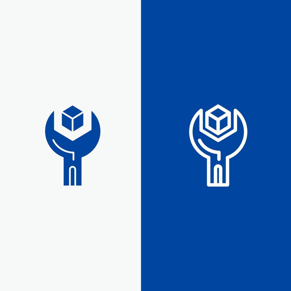 Config Develop Product Sdk Service Line and Glyph Solid icon Blue banner Line and Glyph Solid icon Blue banner vector