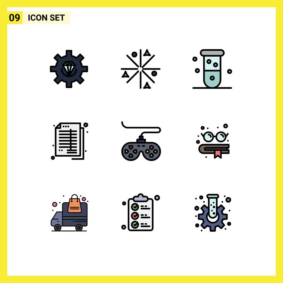 User Interface Pack of 9 Basic Filledline Flat Colors of banking accounts works accounting chemistry Editable Vector Design Elements