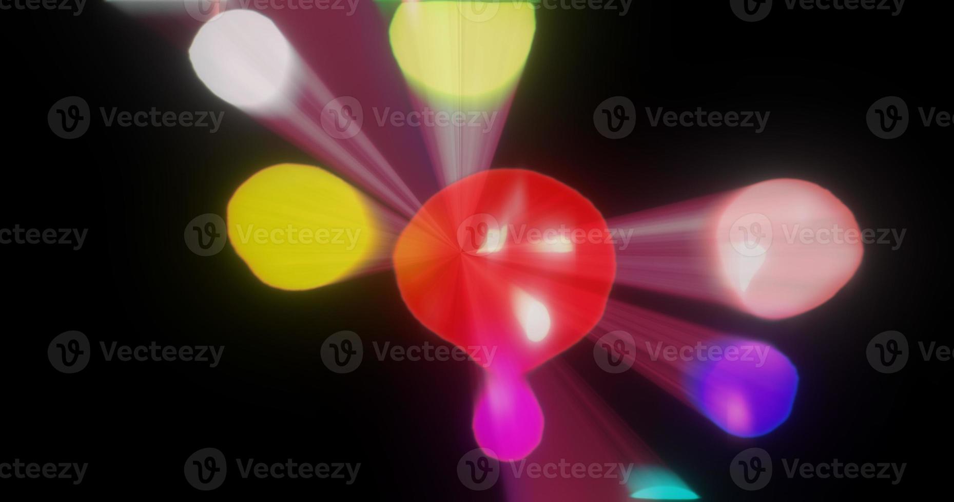 Abstract beautiful multi-colored glowing energy magical bright round balls flying and connecting with each other on a black background photo