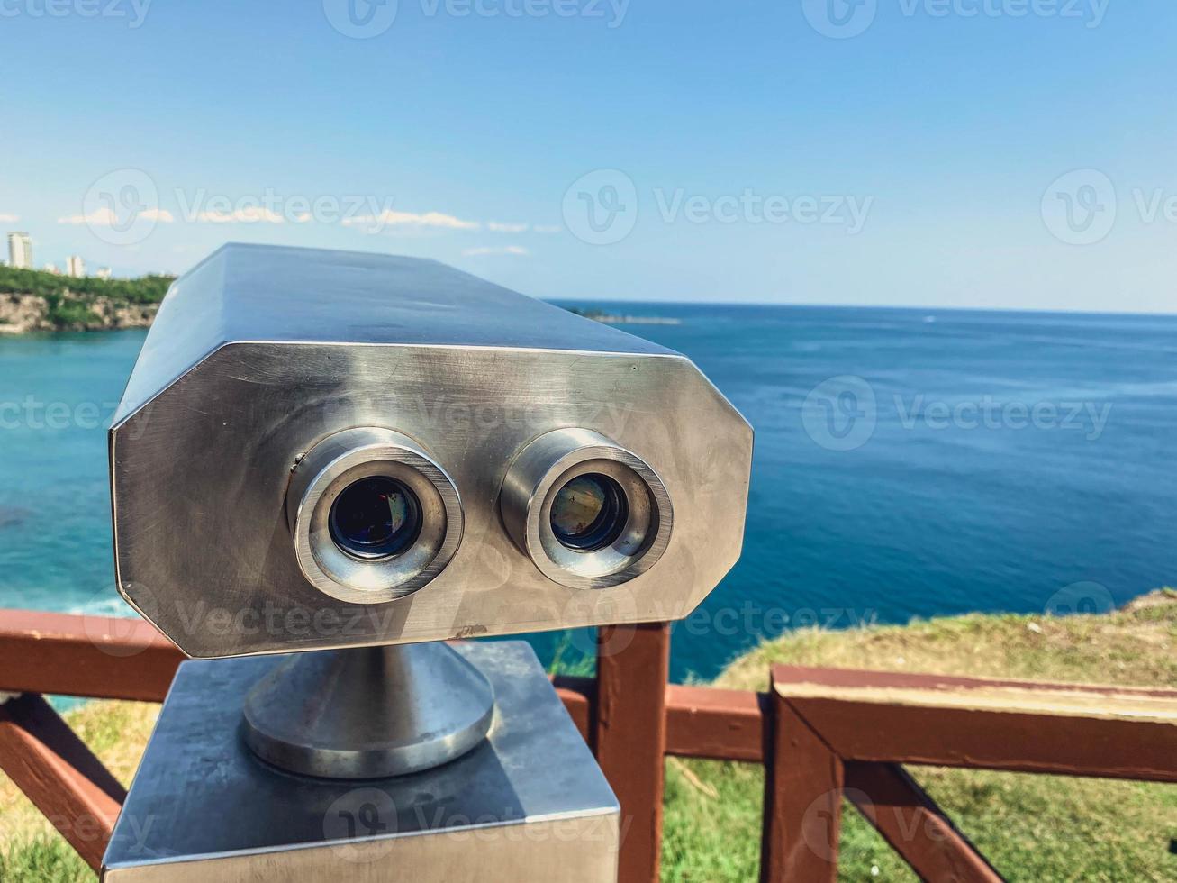 binoculars for viewing platforms. enlargement of small items. Paid binoculars to explore the surroundings. view of mountain slopes and peaks photo