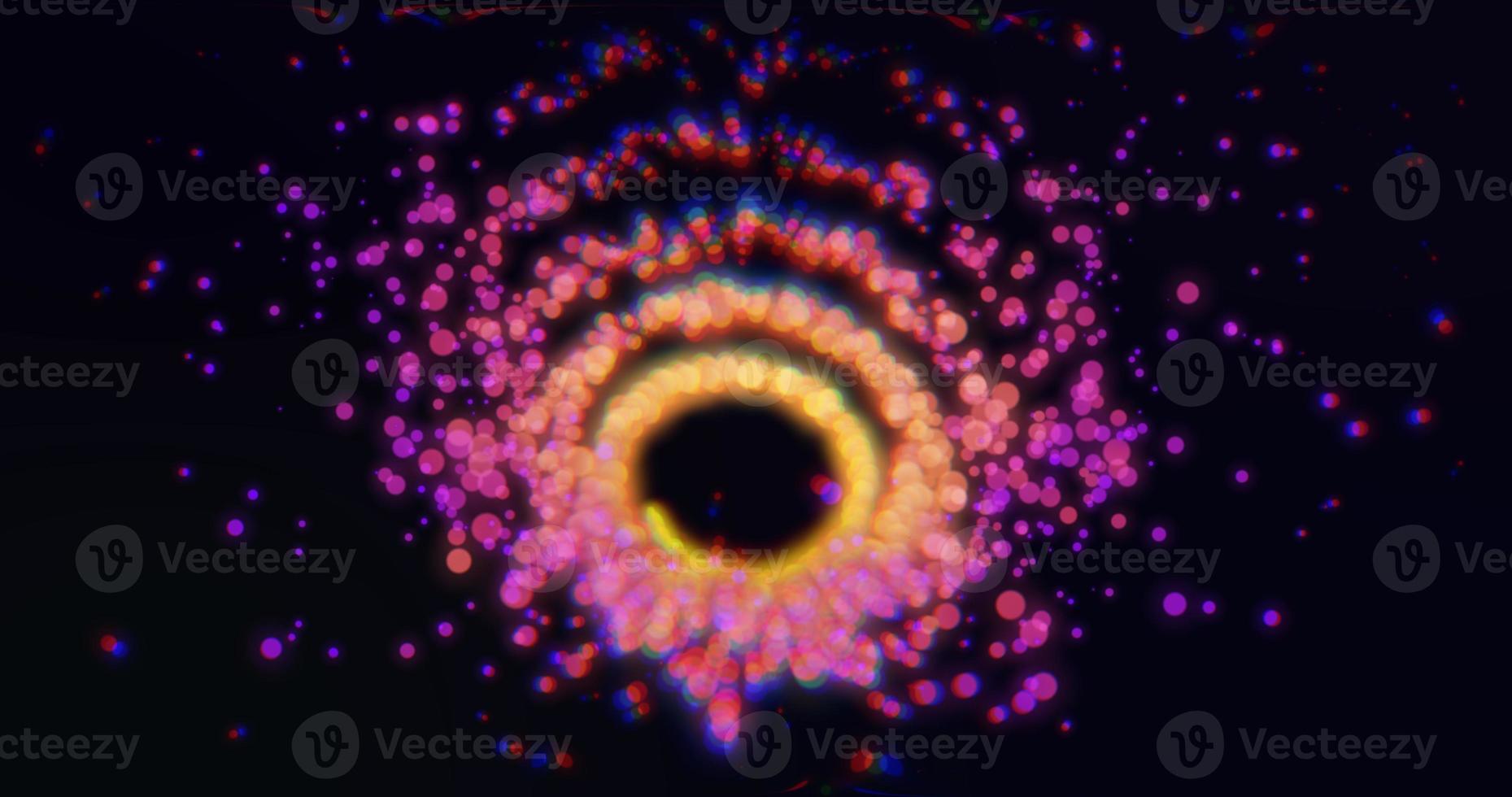 Abstract with a beautiful purple funnel swirl of particles of bright glowing smoke magical energy effect on a black background photo