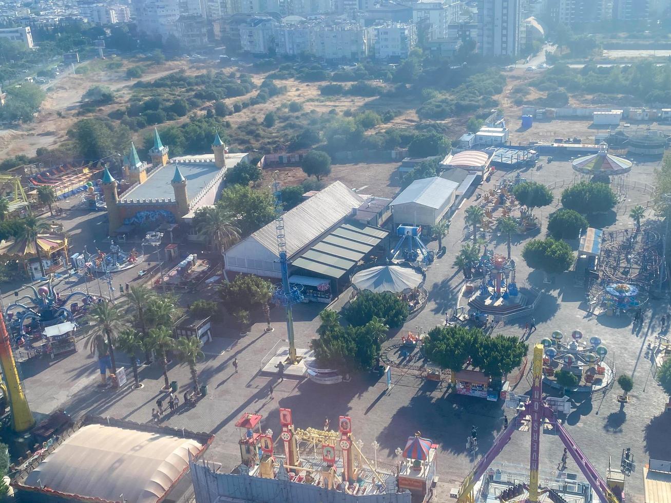 Aerial view from Tibidabo mountain over Barcelona, Catalonia, Spain photo