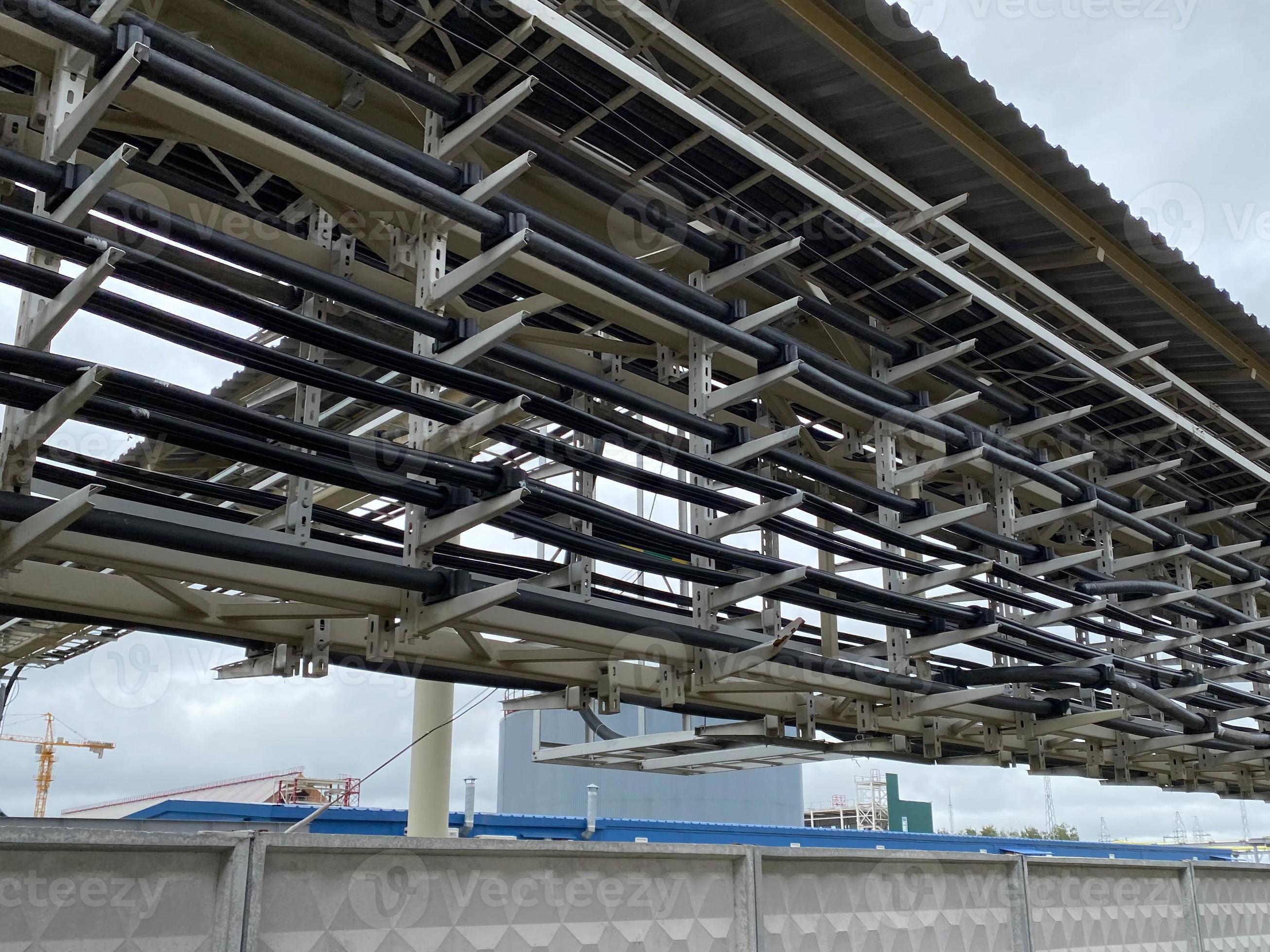 Cable tray with electrical wiring arrange on ceiling at offshore