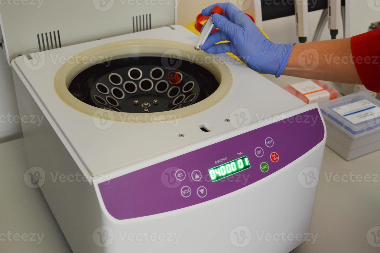 Beautiful round centrifuge for test tubes and flasks in a medical chemical research laboratory photo