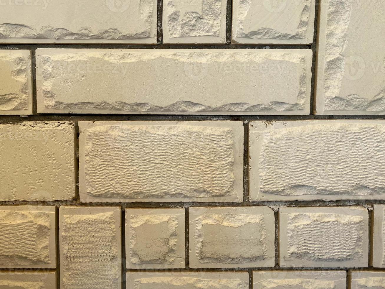 White and gray gypsum cement bricks tiles background wall and texture, seamless pattern photo