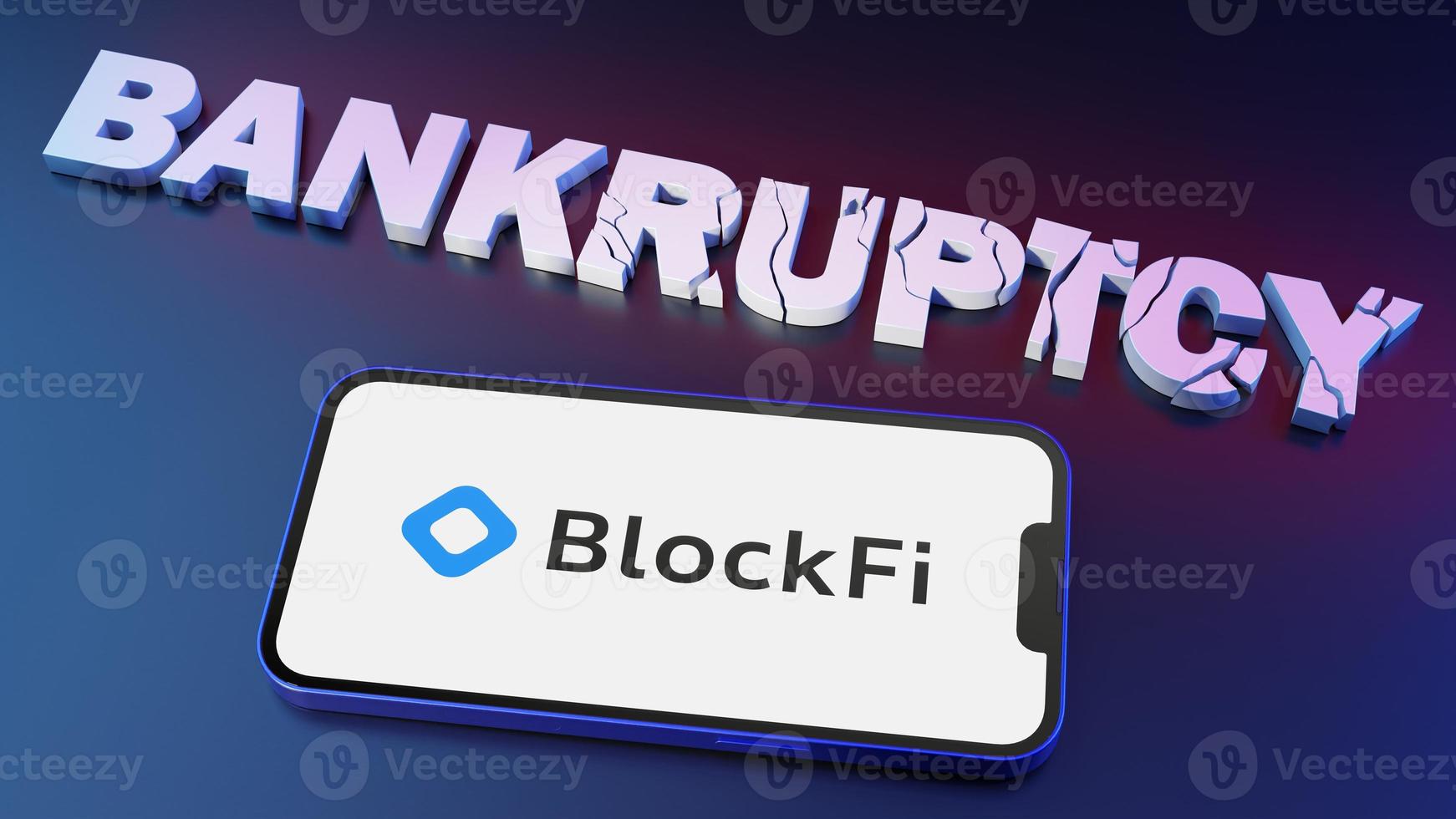 Representación 3d para representar la bancarrota de blockfi foto