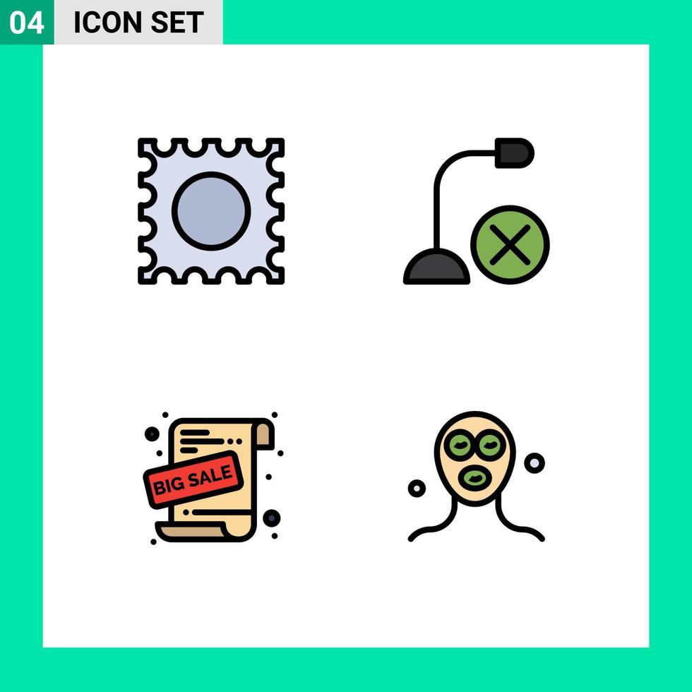 Modern Set of 4 Filledline Flat Colors and symbols such as drug sale advertisement devices microphone beauty Editable Vector Design Elements