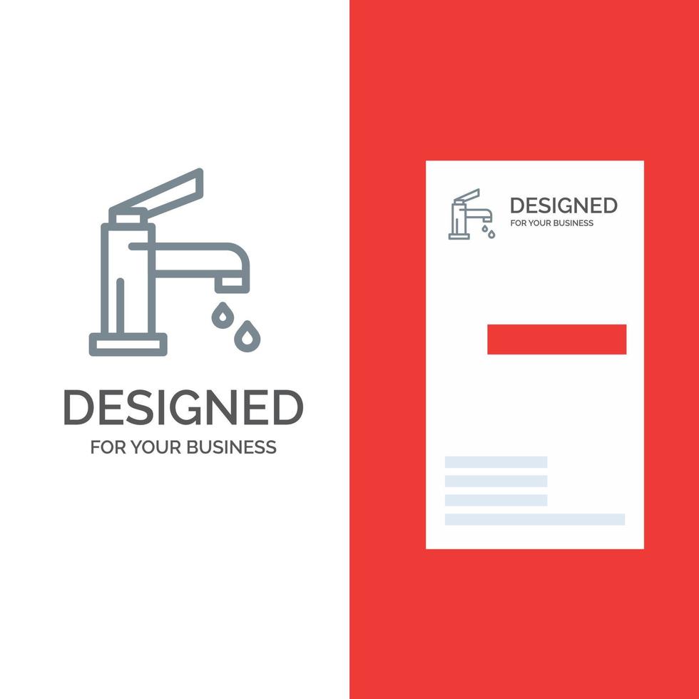 Bath Bathroom Cleaning Faucet Shower Grey Logo Design and Business Card Template vector