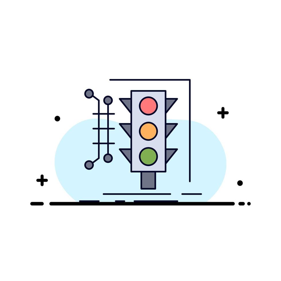 vector de icono de color plano de tráfico inteligente de control de gestión de la ciudad