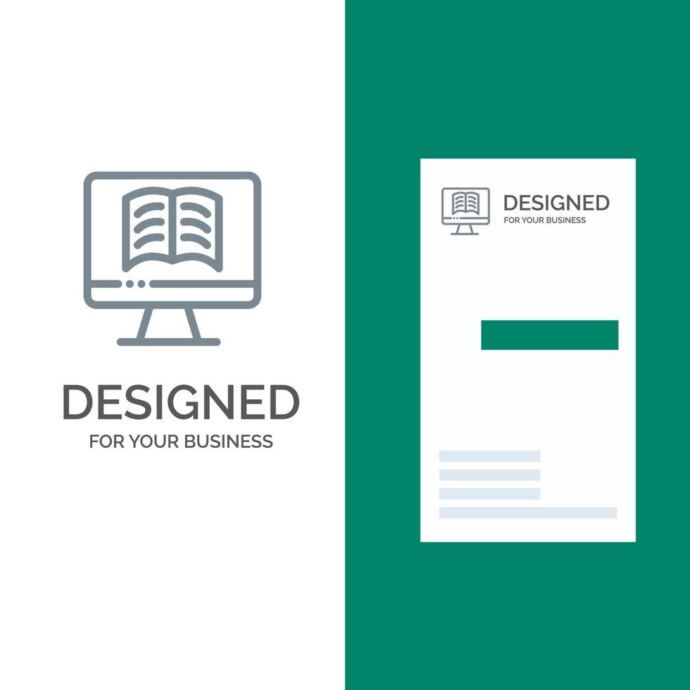 Computer Book OnTechnology Grey Logo Design and Business Card Template vector