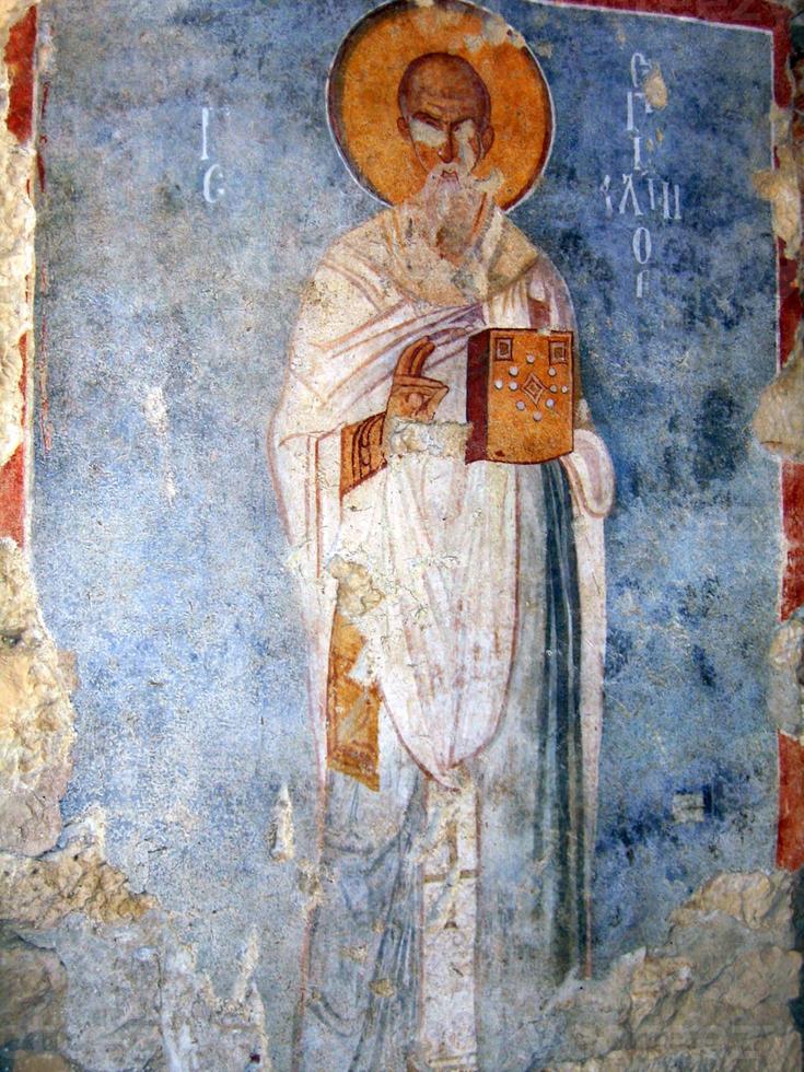 Fresco of apostle  in church of St. Nicholas in Myra, Turkey photo