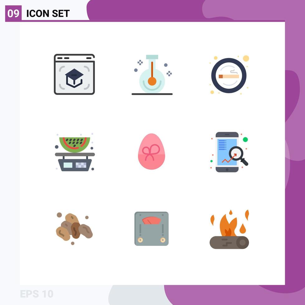 9 Thematic Vector Flat Colors and Editable Symbols of balance food research smoking sign Editable Vector Design Elements