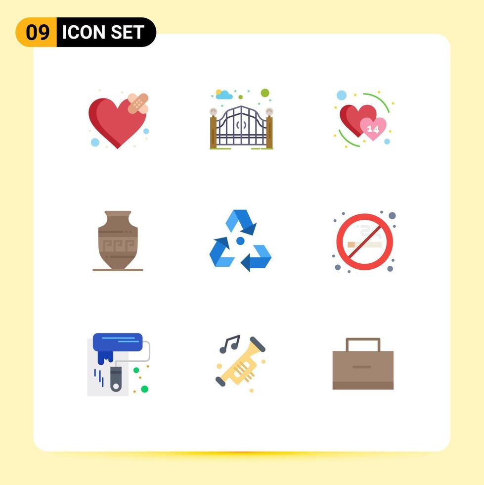 9 Creative Icons Modern Signs and Symbols of ecology jar heart greece amphora Editable Vector Design Elements