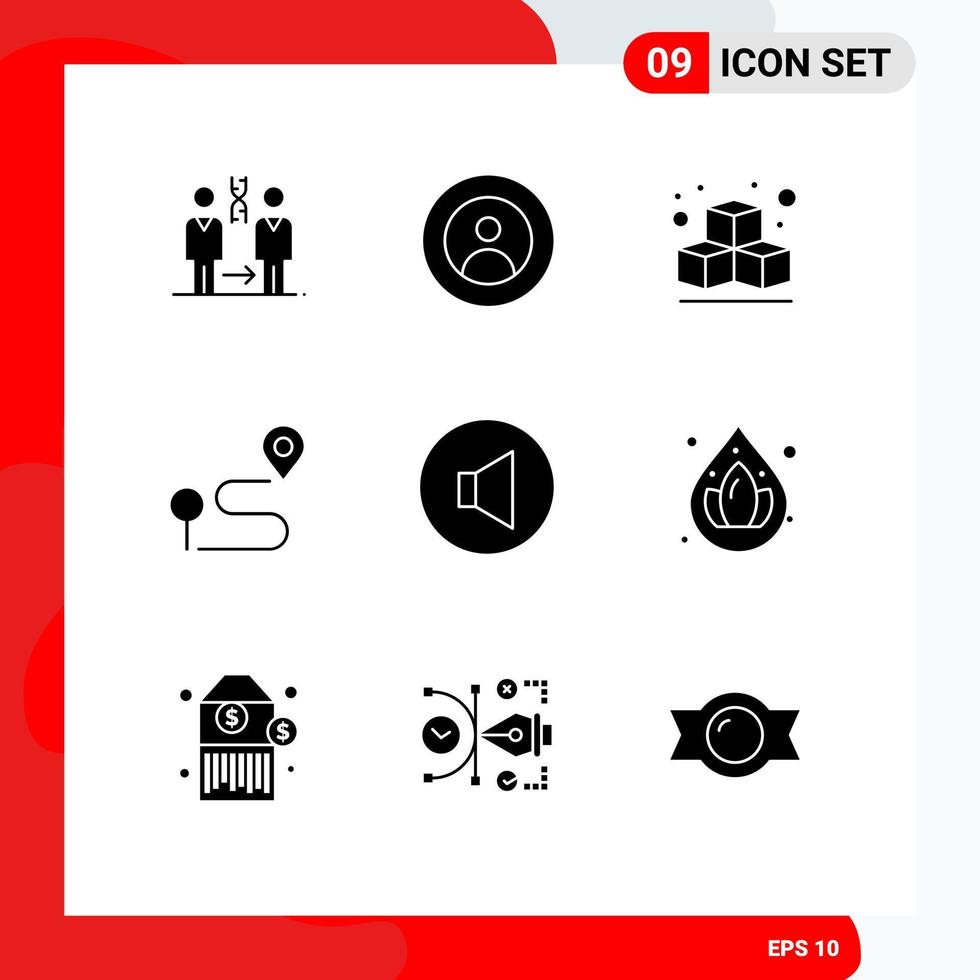 Stock Vector Icon Pack of 9 Line Signs and Symbols for speaker pin user navigation location Editable Vector Design Elements