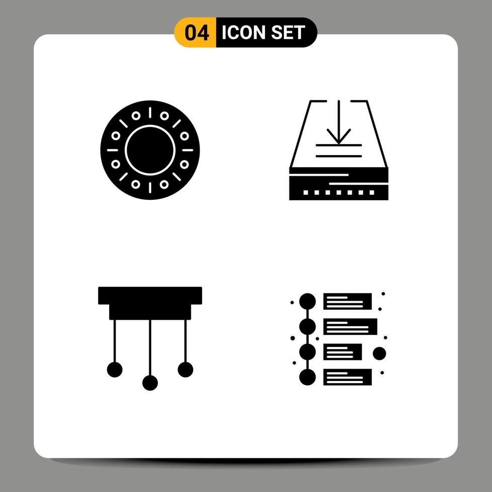 Group of 4 Modern Solid Glyphs Set for bakery home download tray advertisement Editable Vector Design Elements