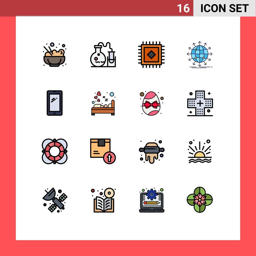Set of 16 Modern UI Icons Symbols Signs for android smart phone rug phone news Editable Creative Vector Design Elements