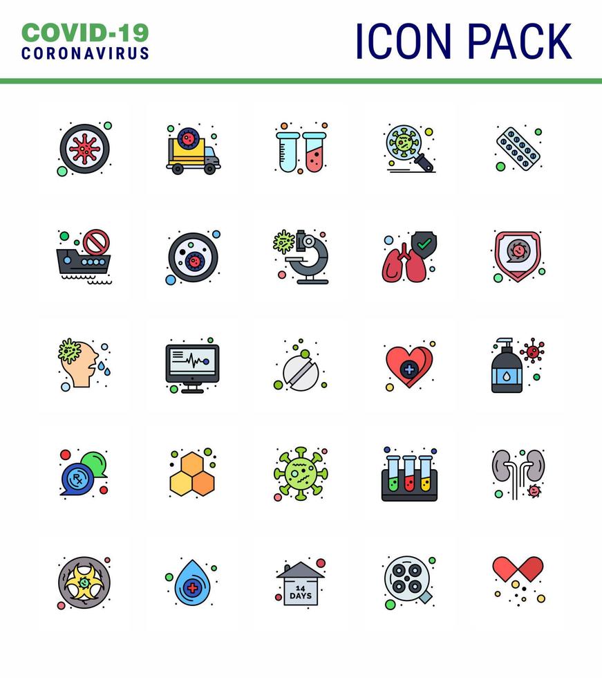 conjunto de iconos de prevención de coronavirus 25 protección contra virus azul virus corona lab coronavirus viral 2019nov elementos de diseño de vector de enfermedad