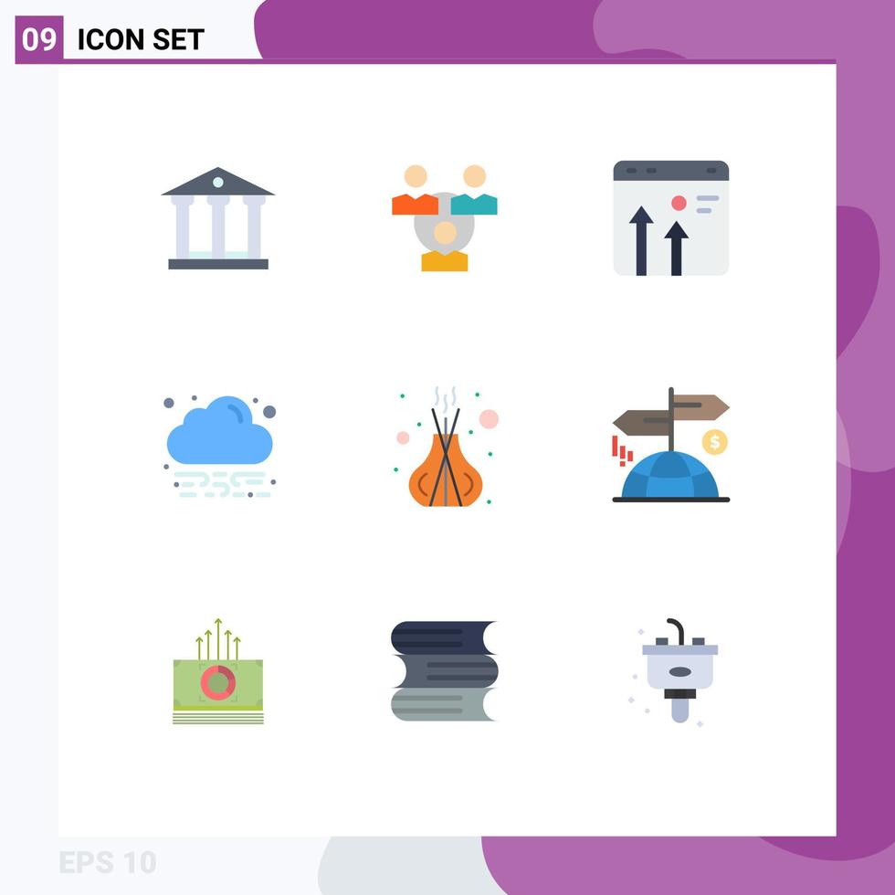 9 Creative Icons Modern Signs and Symbols of relax cloud arrow green growth Editable Vector Design Elements