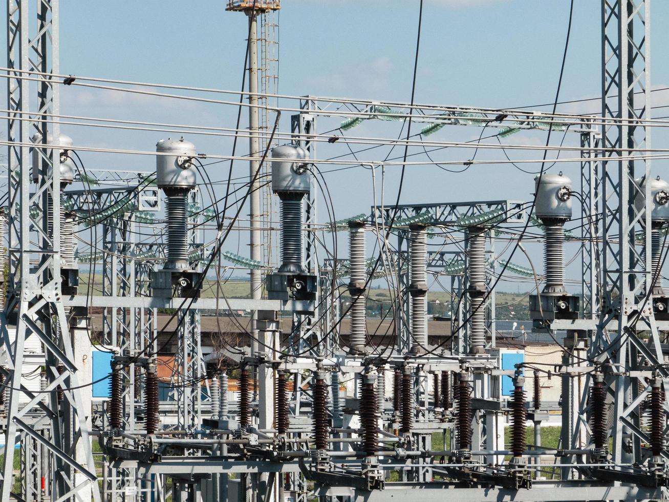 Components of an electrical substation. photo