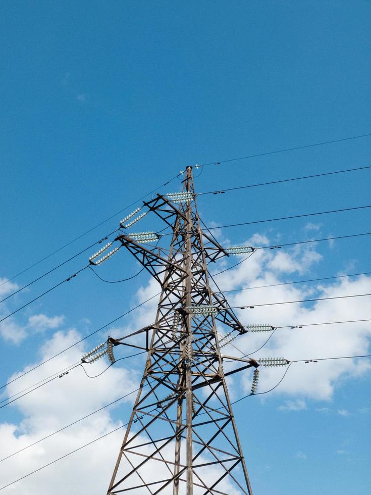 Electrical high-voltage transmission tower photo