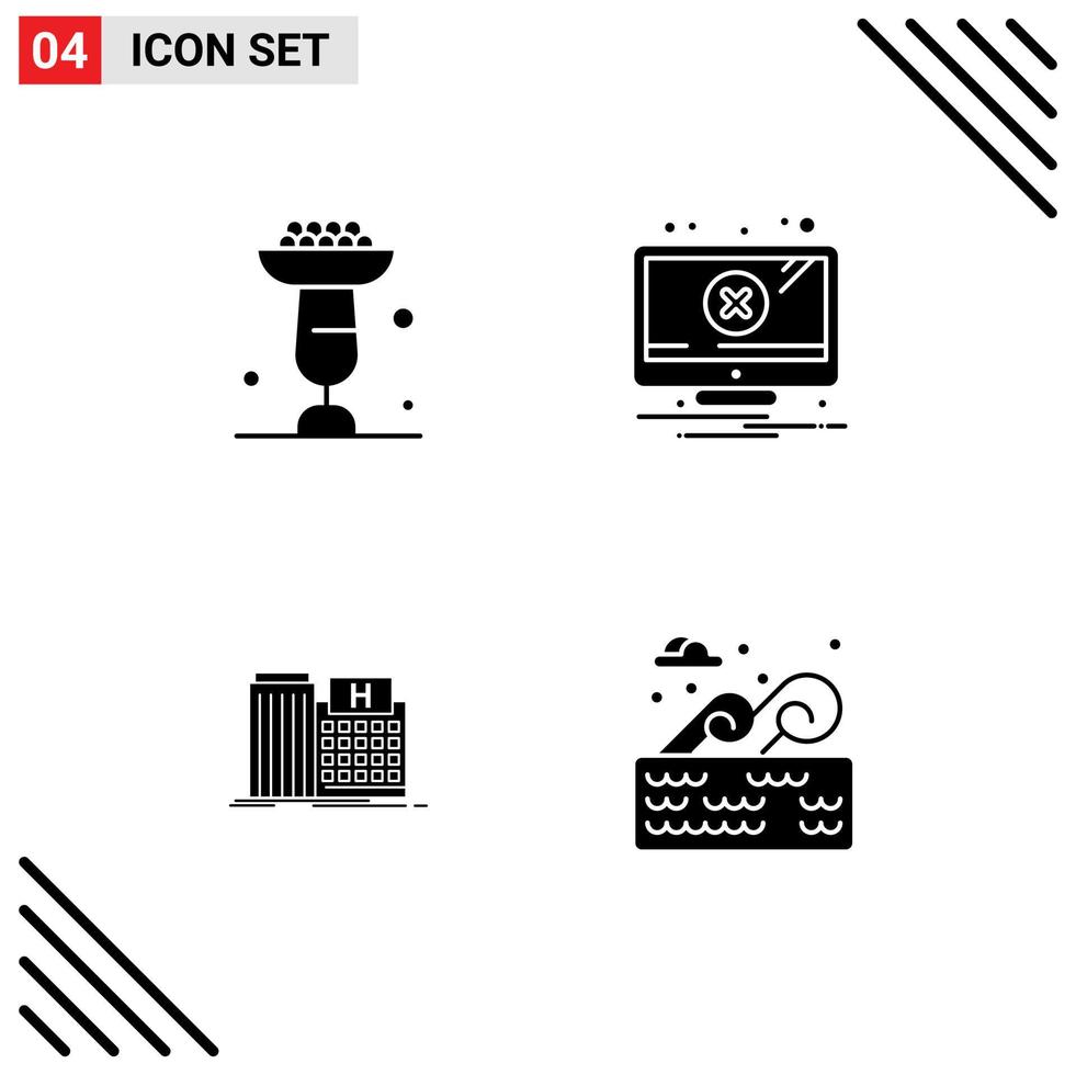 Set of 4 Modern UI Icons Symbols Signs for baking hospital cupsakes error medical Editable Vector Design Elements